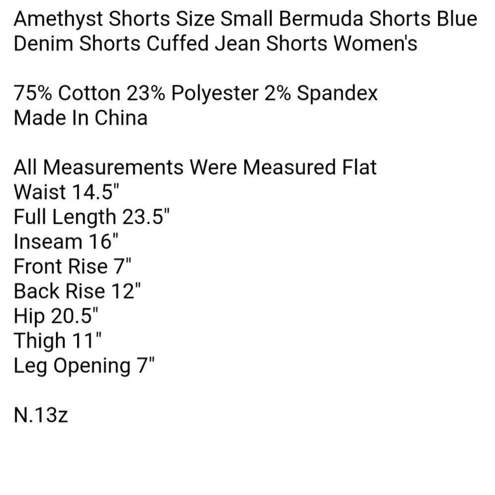 Amethyst Shorts Size Small Bermuda Shorts Blue Denim Shorts Cuffed Jean Shorts - Picture 8 of 8
